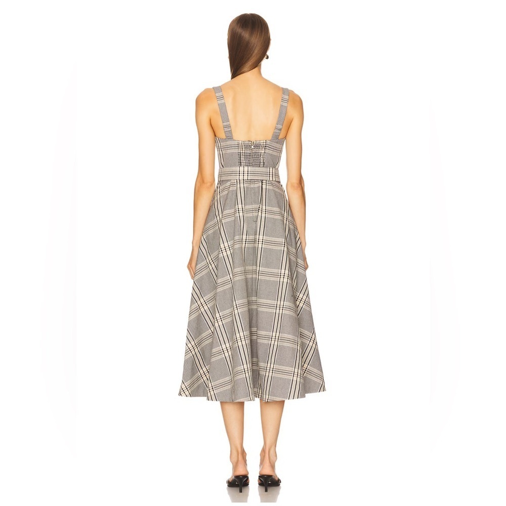 NEW Cara Cara Calypso Belt Midi Dress Raymond Plaid Gray Multi US 6 UK 10 - Picture 4 of 14